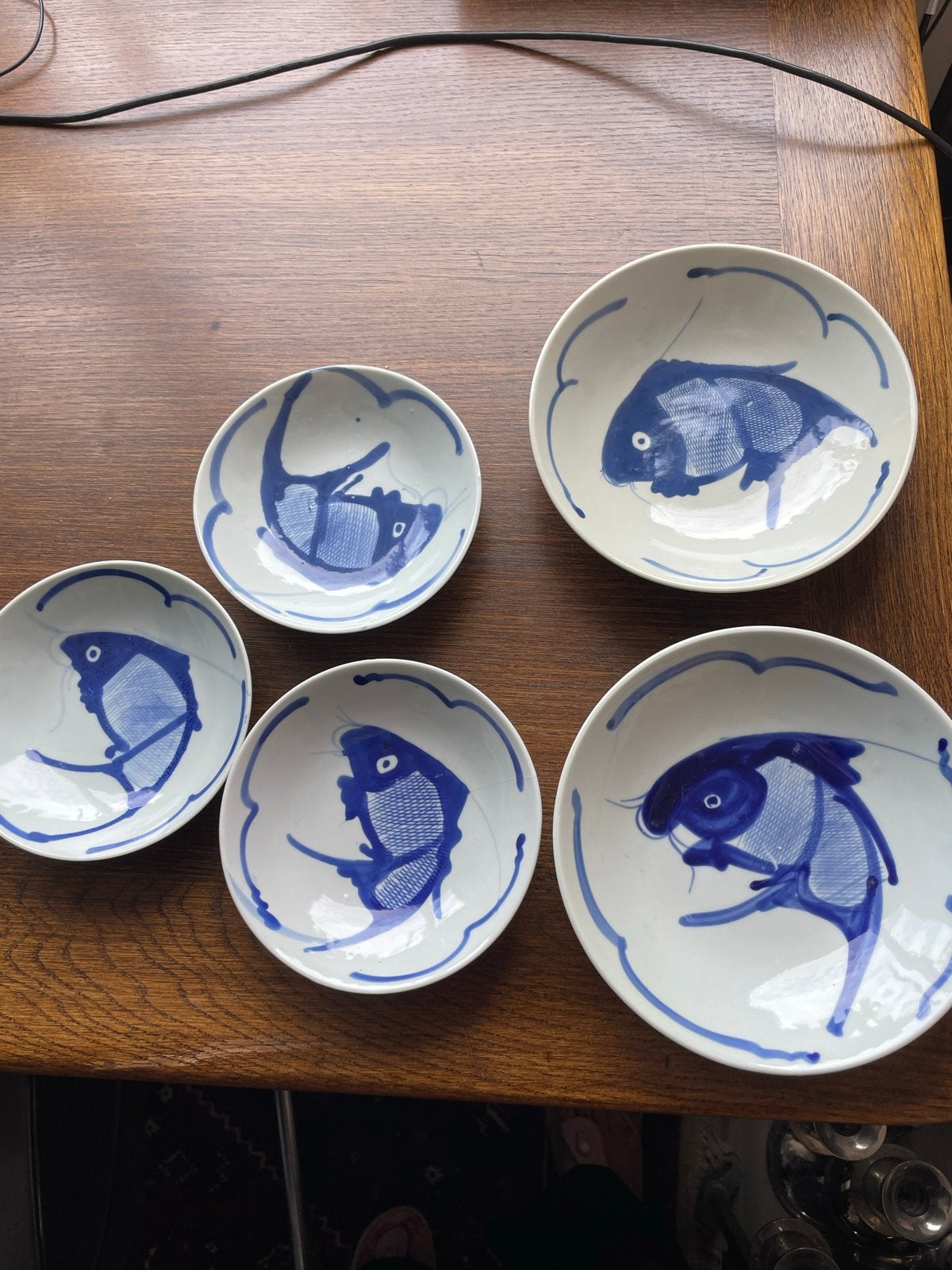 Set van 5 Chinese Koi Karper Borden/Schaaltjes, Ophalen of Verzenden