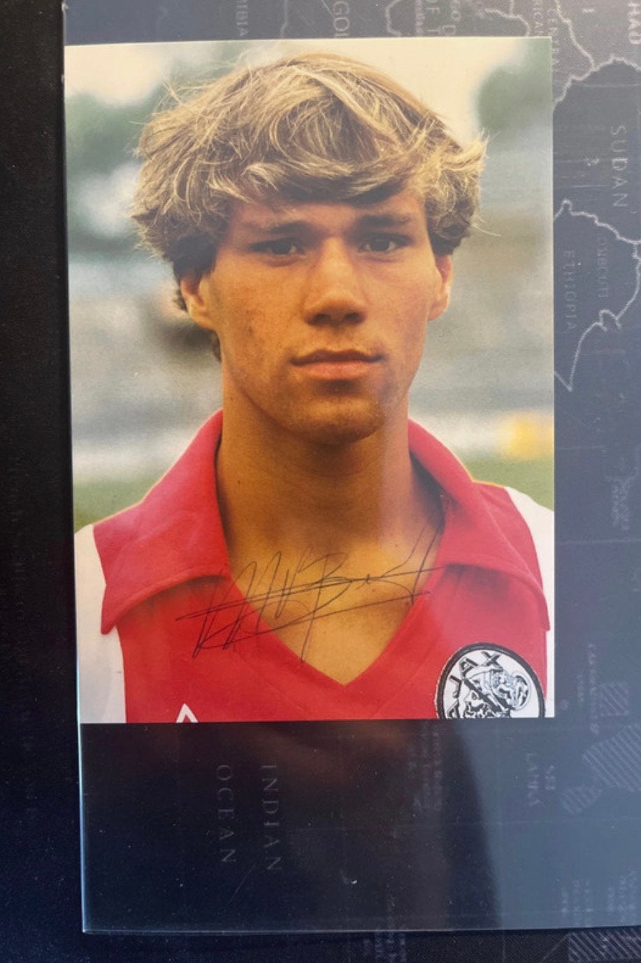Marco van Basten 1983 gesigneerde spelerskaart, Verzamelen, Ophalen of Verzenden, Zo goed als nieuw, Ajax, Spelerskaart