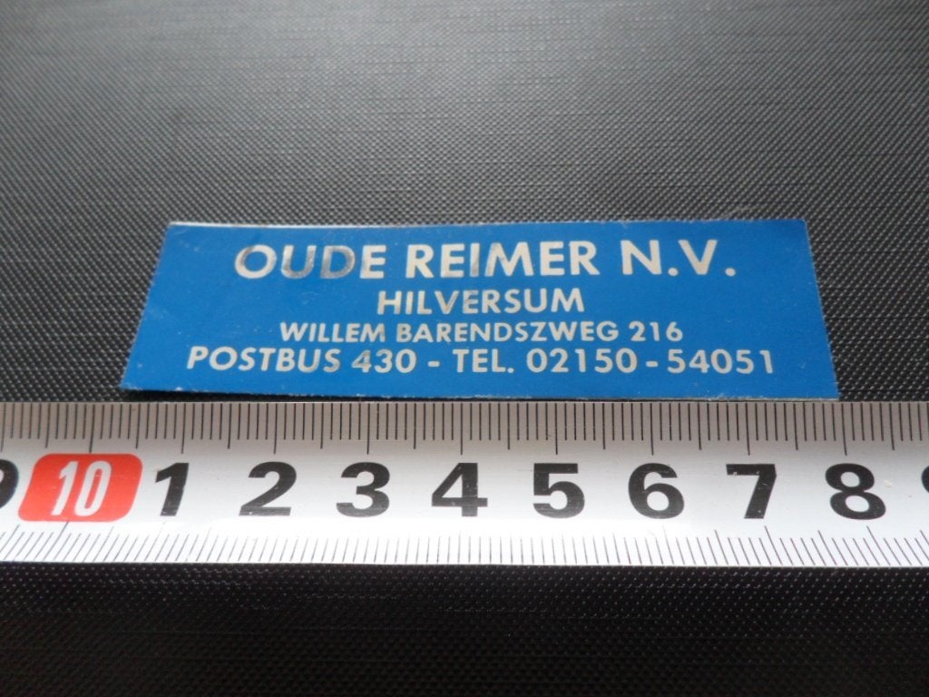 sticker  Hilversum OUDE REIMER NV Willem Barendszweg 216, Ophalen, Zo goed als nieuw