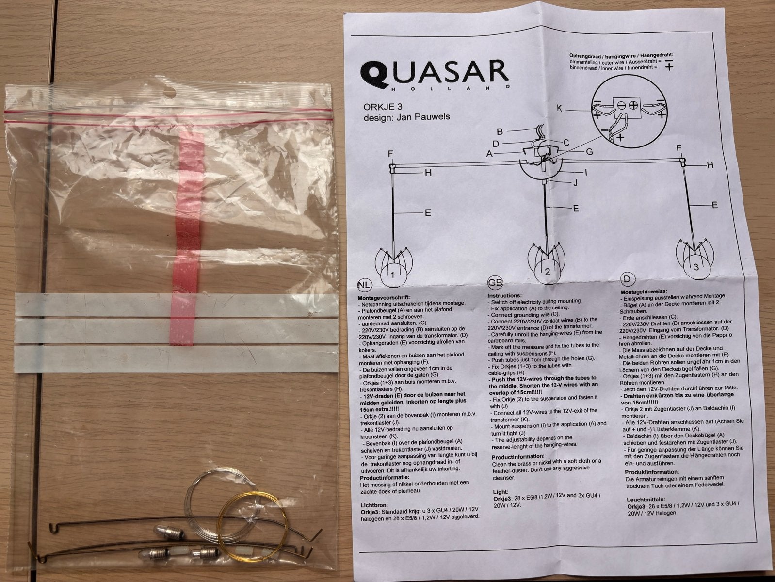 Quasar ORK E3 Design Jan Pauwels Hanglamp, Ophalen