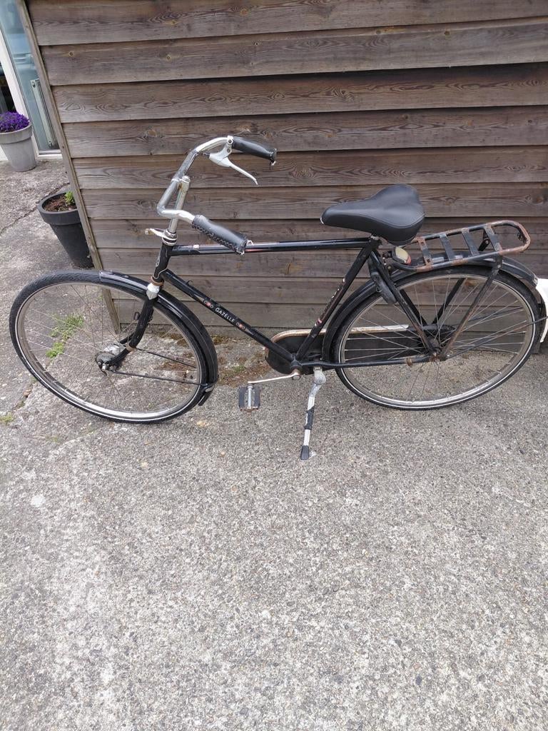 Gazelle Opafiets - Klassieke Zwarte Fiets, Terugtraprem, Gebruikt, Ophalen of Verzenden, 57 tot 61 cm