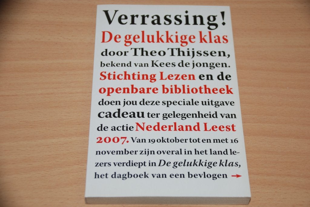 De gelukkigste klas. Verrassing!, Fictie algemeen, Nieuw, Ophalen of Verzenden, Theo thijssen