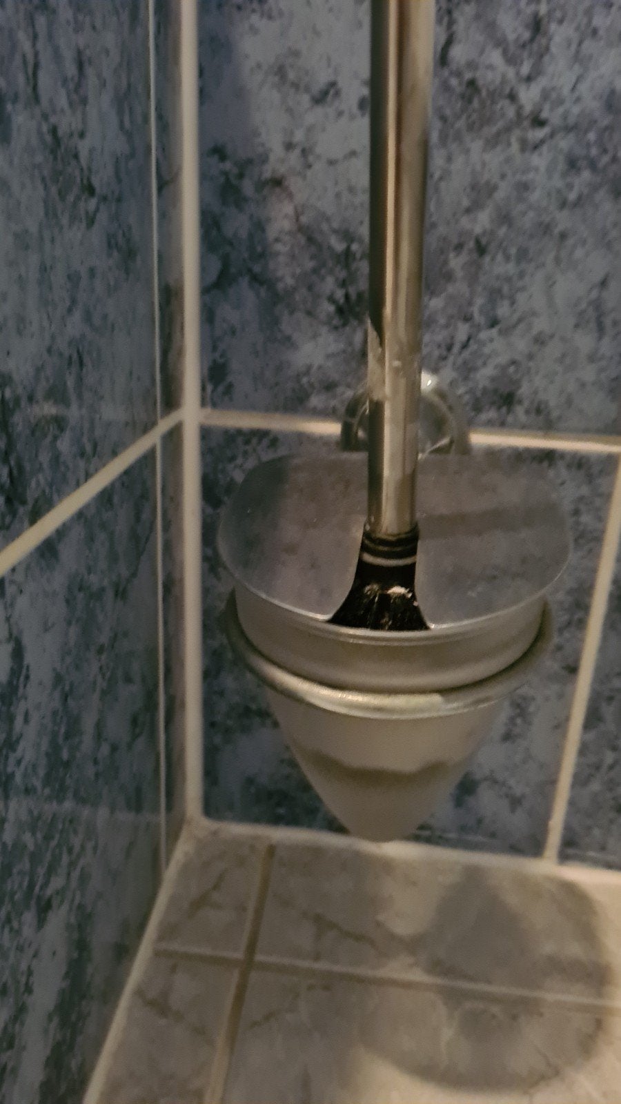 Toiletborstel en toiletrolhouder, chroom, Ophalen of Verzenden, Gebruikt, Zilver, Toilet-accessoire