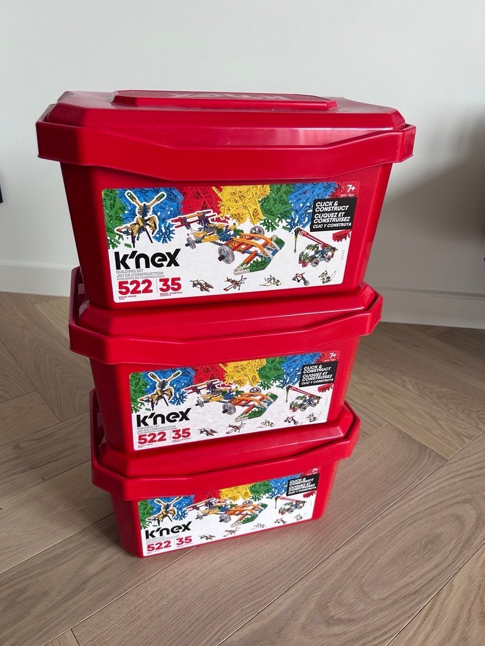 K'nex bouwsets - 3 rode dozen vol speelplezier, Kinderen en Baby's, Speelgoed | Bouwstenen, Zo goed als nieuw, K'nex, Ophalen of Verzenden