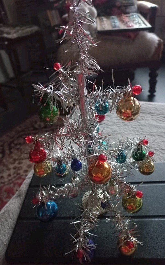 Vintage Retro zilveren kerstboom 30 cm, Diversen, Ophalen of Verzenden