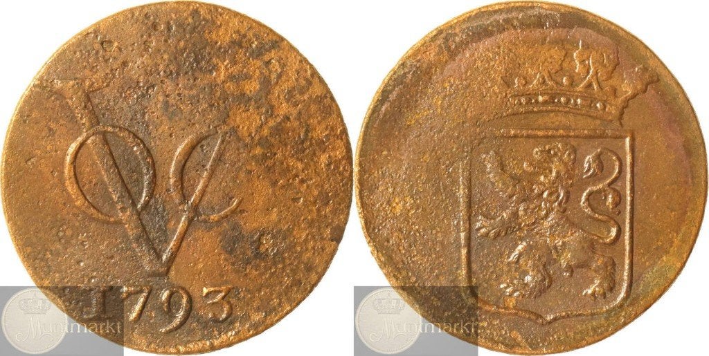 V.O.C. - Holland - Duit 1793 'Dordrecht', Ophalen of Verzenden, Vóór koninkrijk, Overige waardes, Losse munt