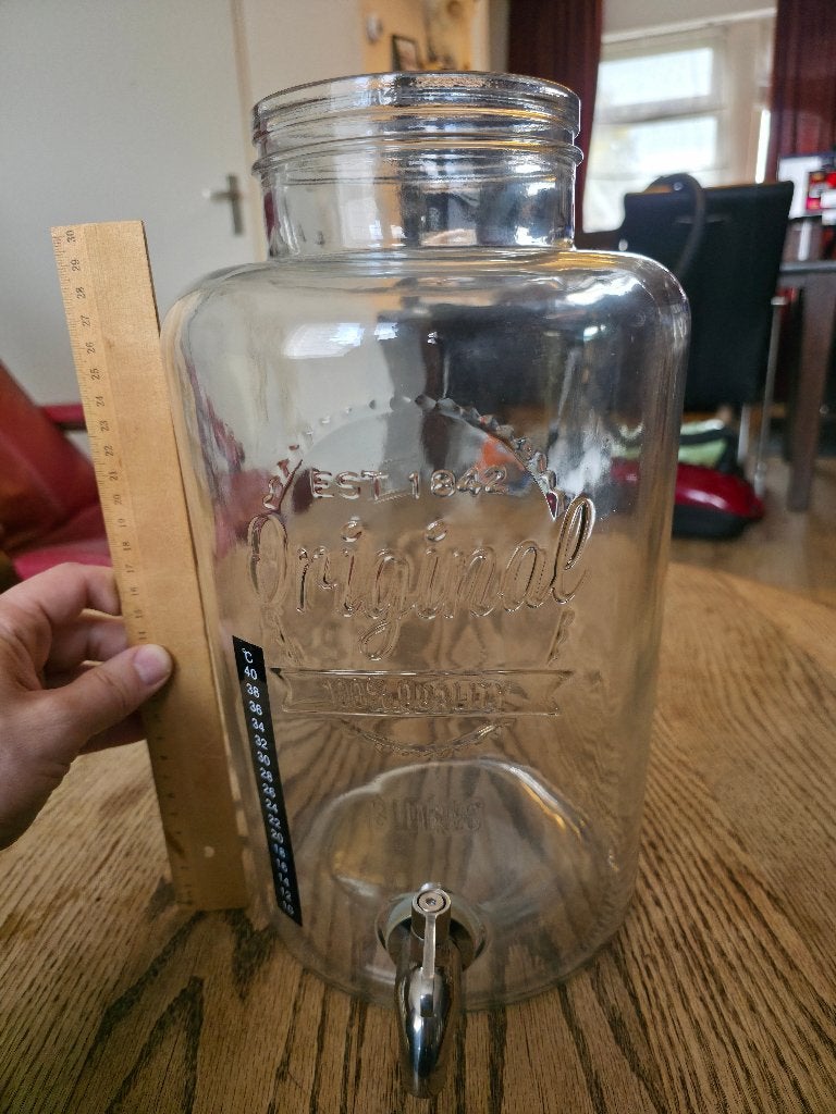 Glazen Pot met RVS Kraan - 8 Liter (zonder deksel), Huis en Inrichting, Ophalen of Verzenden, Gebruikt, Glas, Pot, Bus of Blik