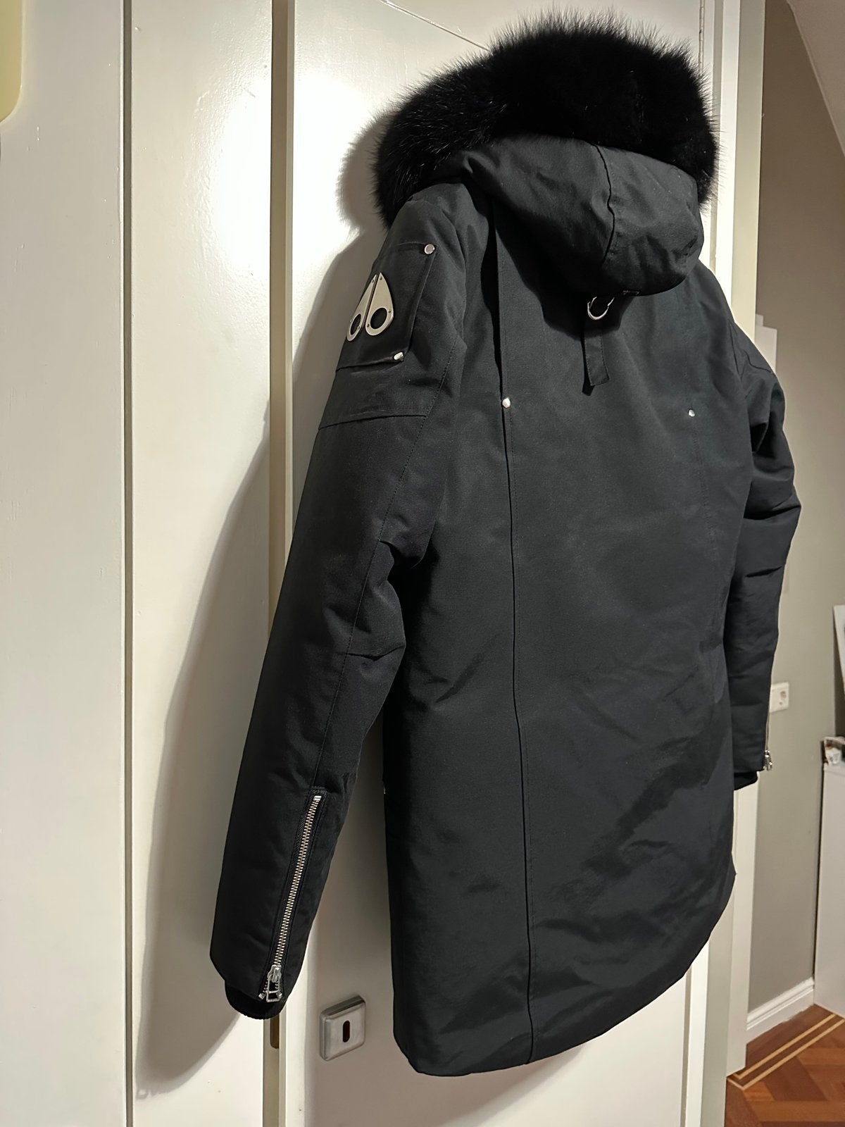 Moose Knuckles winterjas met bontkraag - Maat S/P, Ophalen, Zo goed als nieuw, Maat 36 (S), Zwart