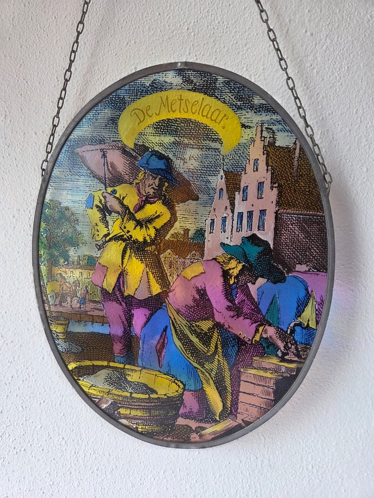 Stained glass De Metselaar The Mason Vintage, Ophalen of Verzenden