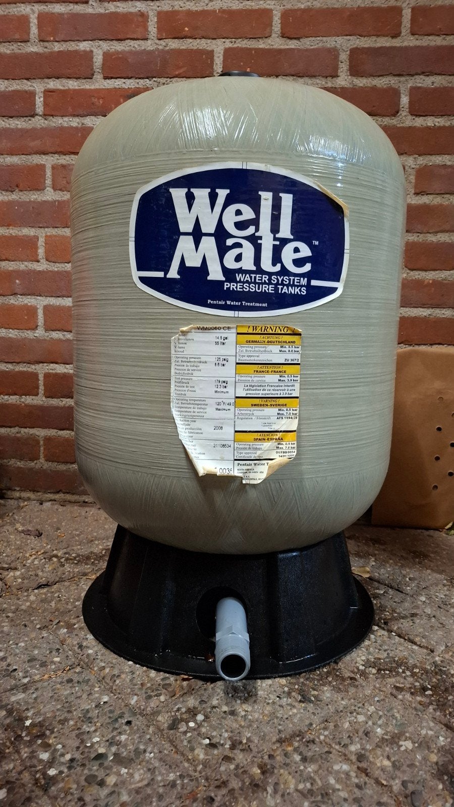 Well Mate groot expansievat/ hydrofoor 55 liter, Ophalen, Gebruikt, Hydrofoorpomp