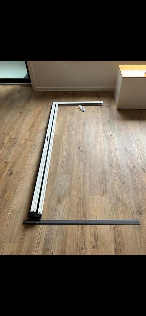 Plissé hordeur Luxflex wit 880x2070 mm, zwart gaas, Ophalen, Gebruikt, Hordeur, 200 tot 215 cm