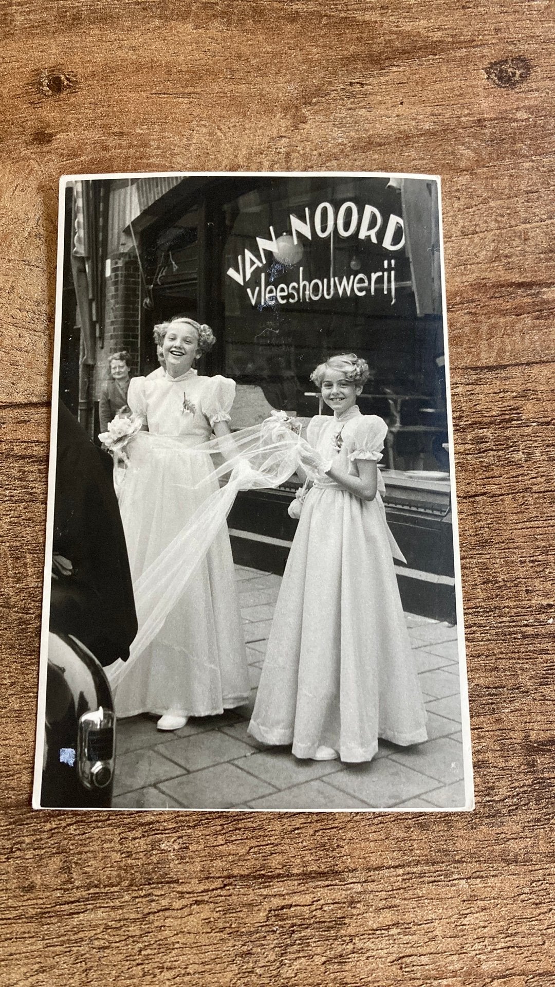 Oude foto Amsterdam voor slagerij van Noord Vleeshouwerij, Verzamelen, Ophalen of Verzenden, 1940 tot 1960, Zo goed als nieuw