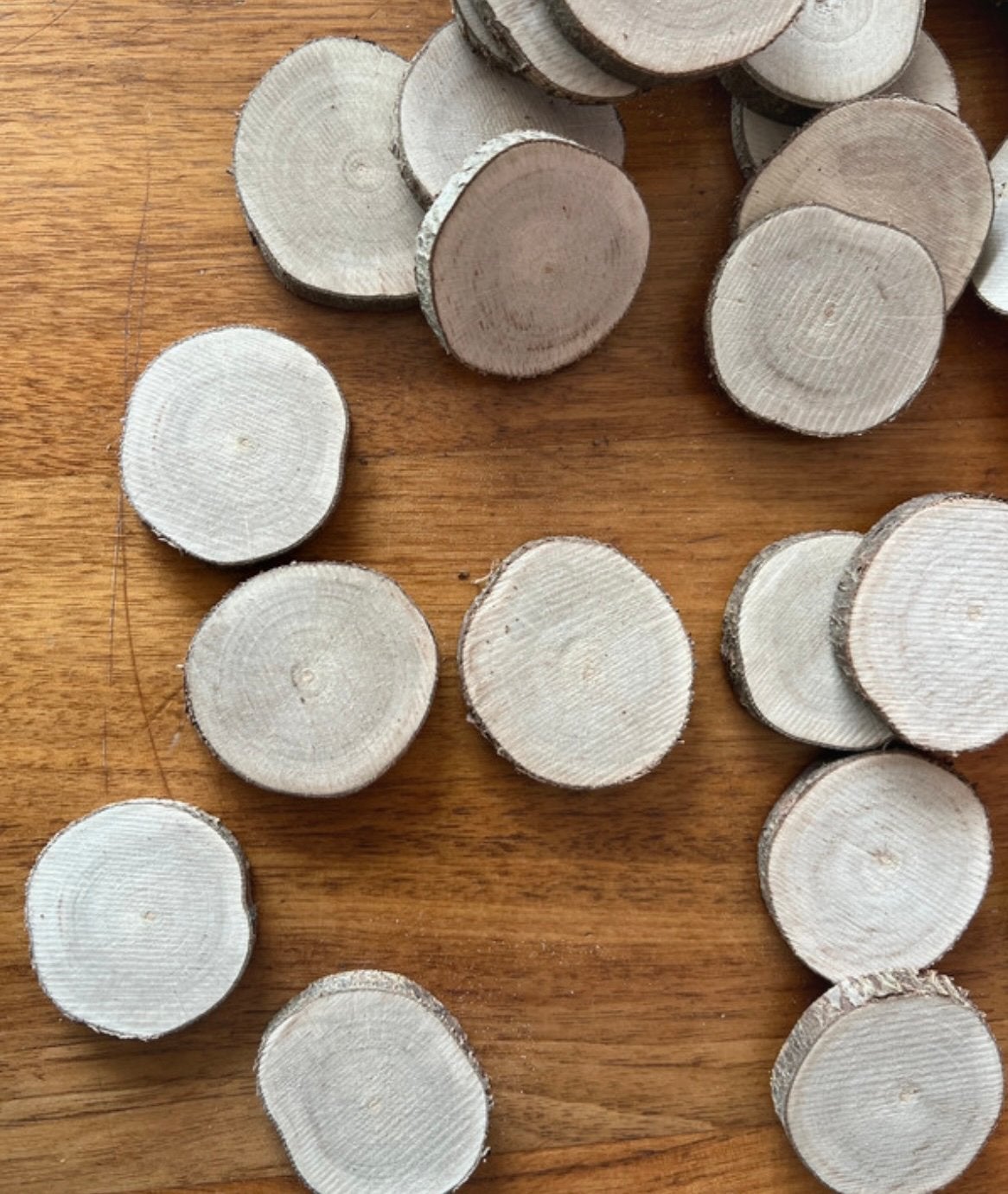 30 Eco Houtschijfjes 3,5-4,5cm voor knutselen & decoratie, Ophalen of Verzenden, Nieuw