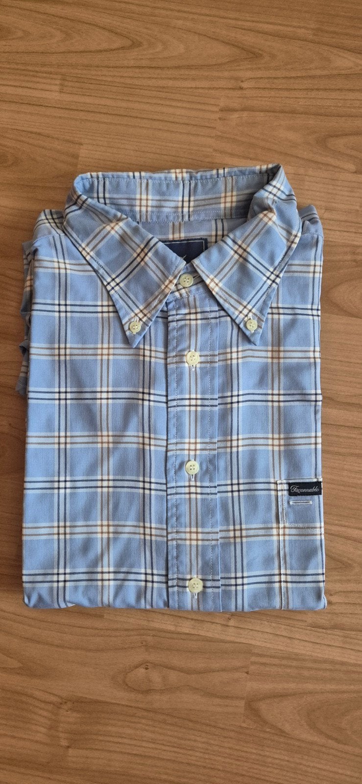 Façonnable geruit overhemd met lange mouwen - XL, Façonnable, Blauw, Ophalen of Verzenden, Zo goed als nieuw