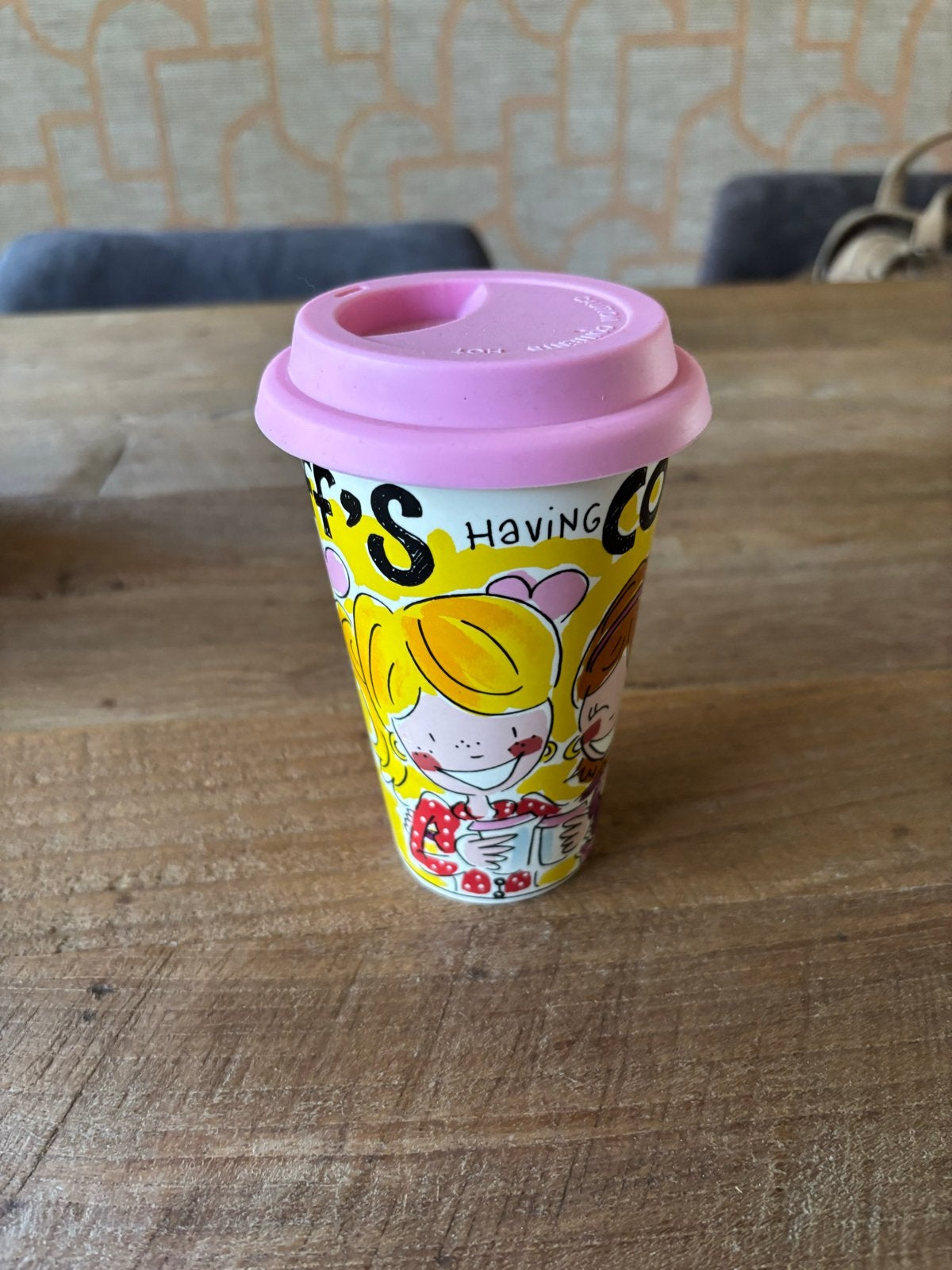 Blond amsterdam leuke koffiebeker to go, Ophalen of Verzenden, Steen/keramiek, Meerkleurig, Overige merken