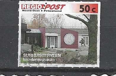 1994 regiopost stadspost Muntenmuseum Surhuisterveen - 50ct, Ophalen of Verzenden, Na 1940, Gestempeld