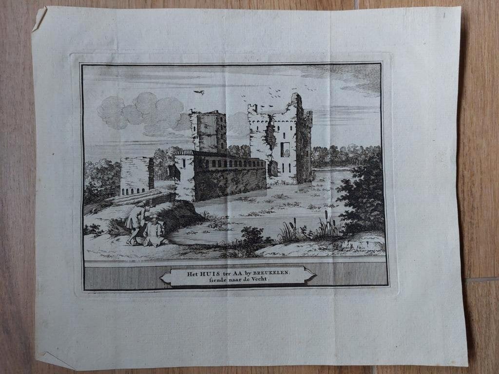 1 / Huis ter Aa bij Breukelen - originele gravure uit 1736, Antiek en Kunst, Kunst | Etsen en Gravures, Ophalen of Verzenden