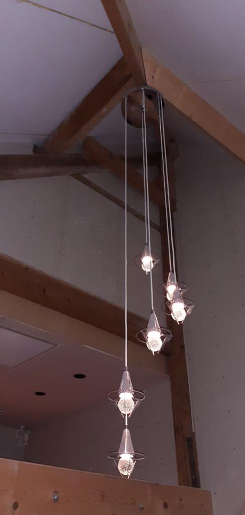 Design chroom glas hanglamp vide lamp, Huis en Inrichting, Gebruikt, Design, Ophalen of Verzenden, Glas