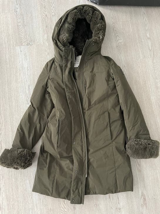Woolrich parka faux fur, Ophalen, Zo goed als nieuw, Maat 34 (XS) of kleiner, Groen