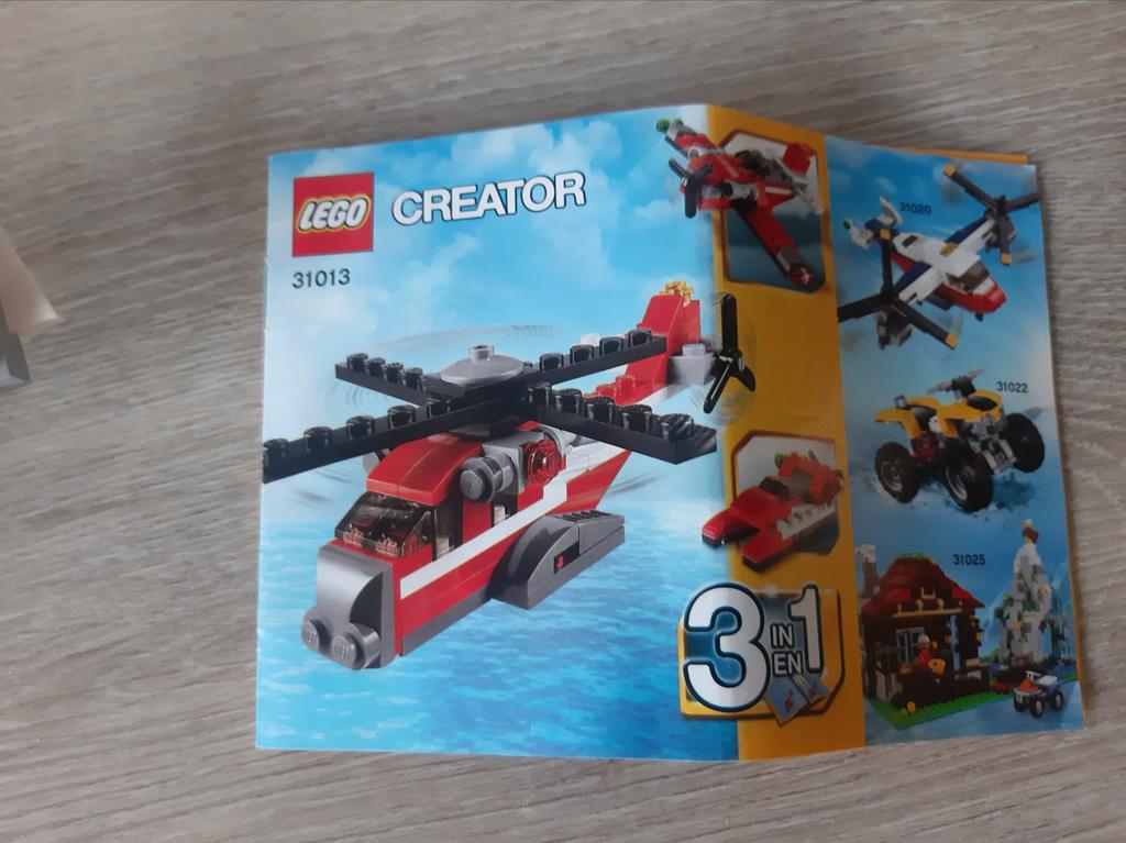 Lego Creator 31013 Rood Helikopter 3-in-1, Ophalen of Verzenden, Zo goed als nieuw, Complete set, Lego