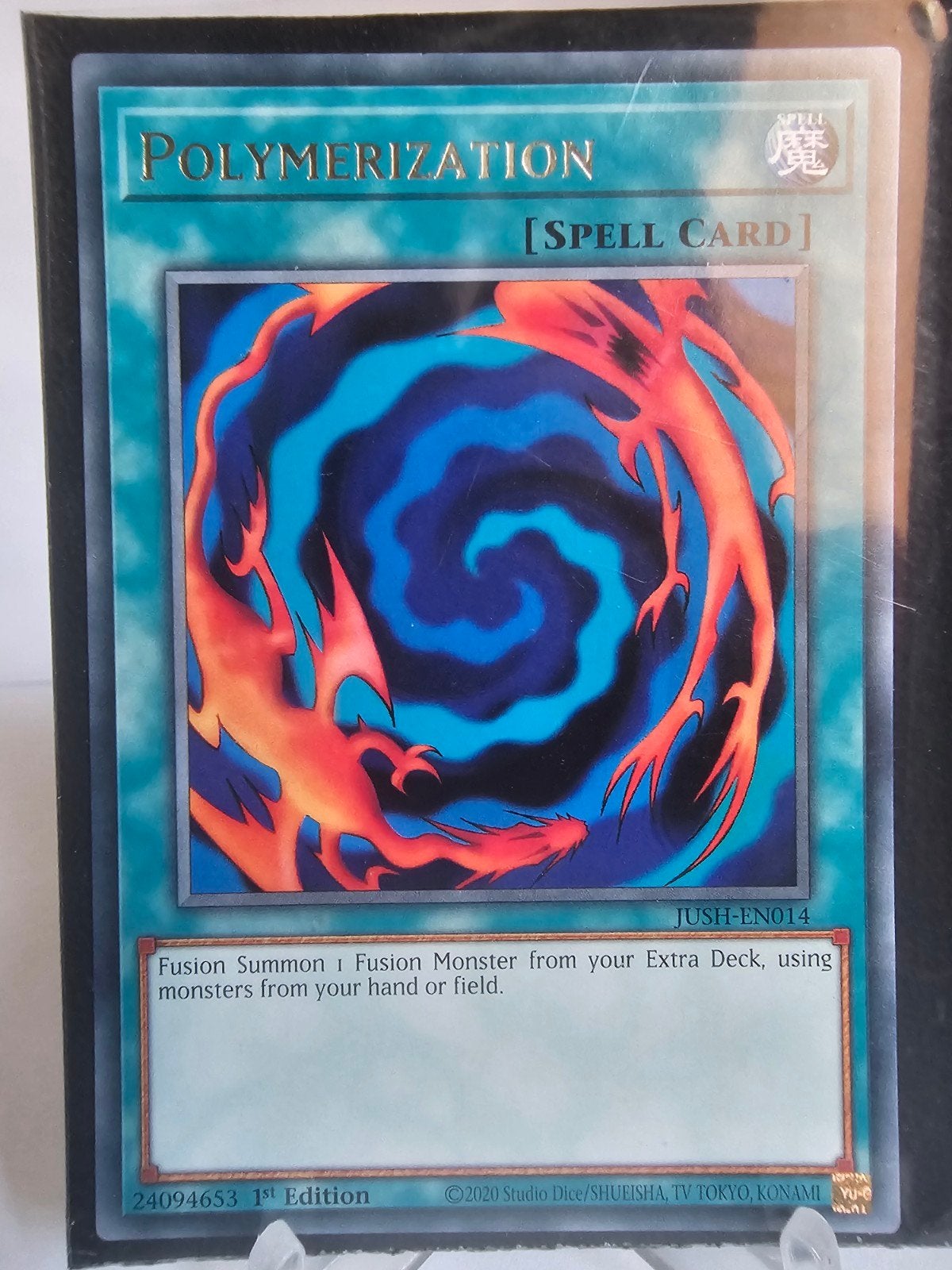 Yu-Gi-Oh! Polymerization Spell Card JUSH-EN014, Verzenden, Zo goed als nieuw, Losse kaart