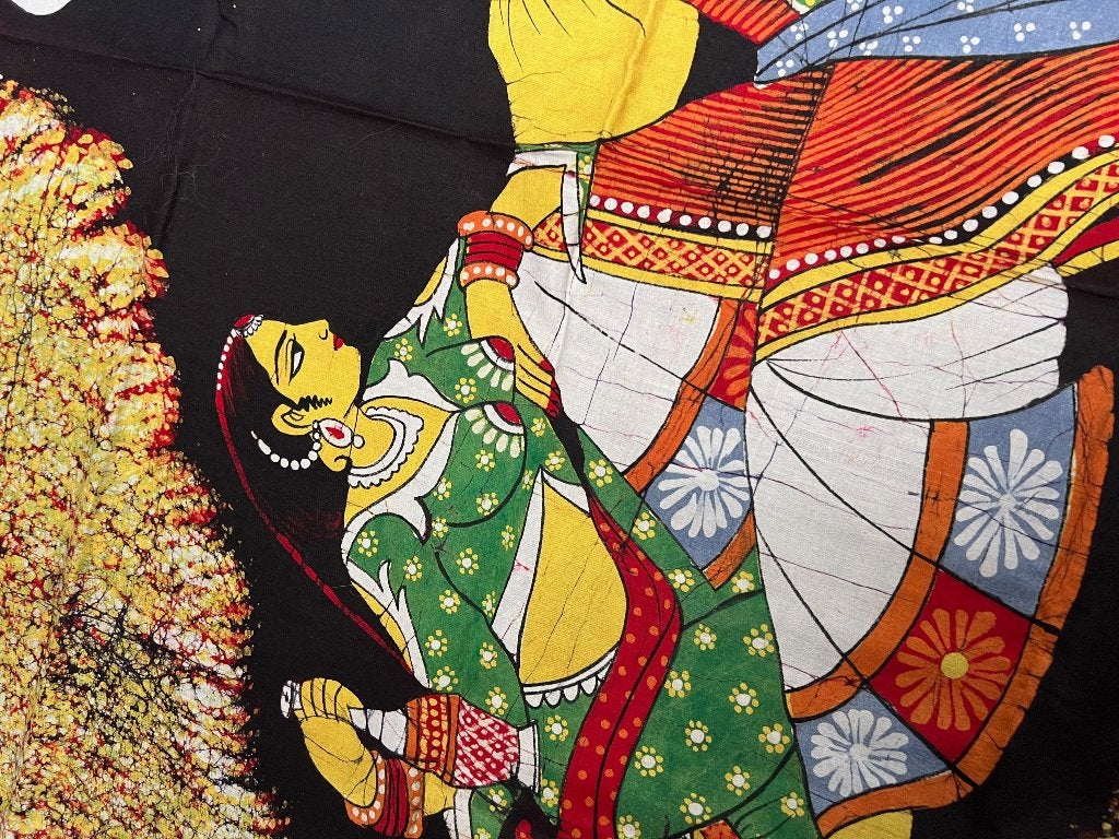 India handbeschilderd doek schilderij indiase handwerk groot, Verburgt Vintage, Ophalen of Verzenden, Schipluidenlaan 20 5035KJ Tilburg