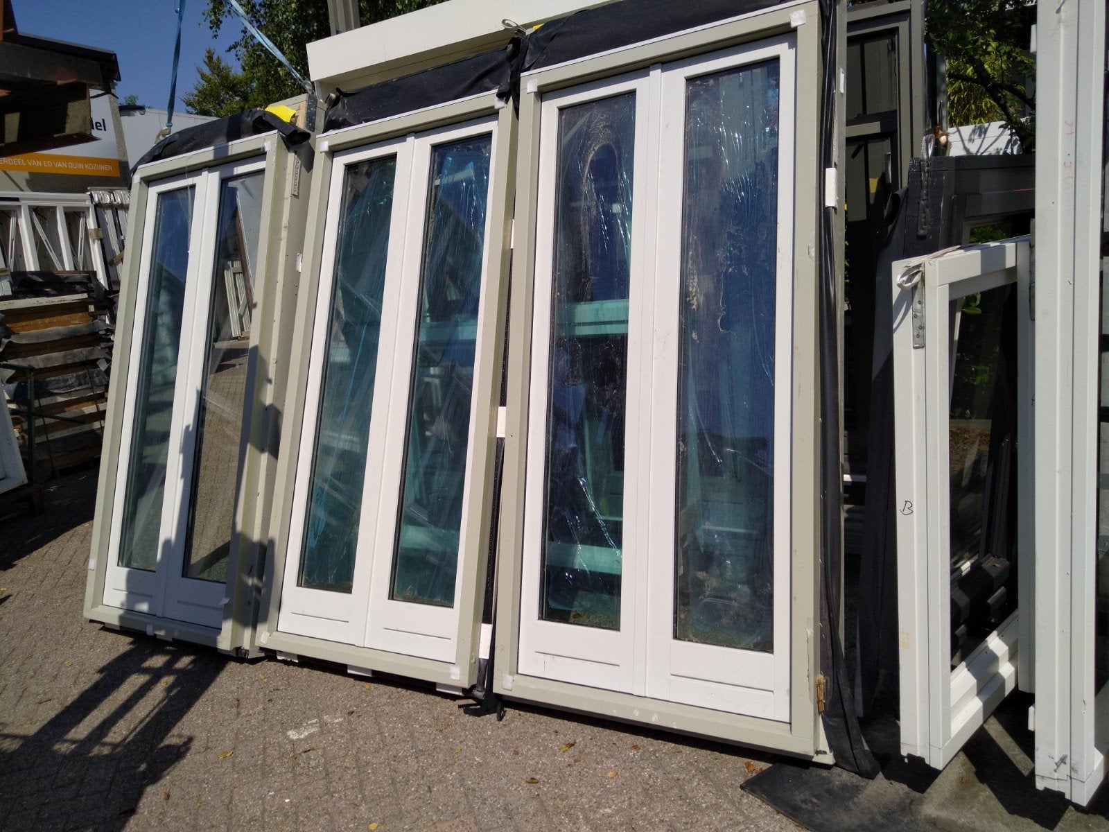 3 x kozijn met dubbele tuindeuren, 100 tot 120 cm, 215 cm of meer, Nieuw, Ophalen of Verzenden