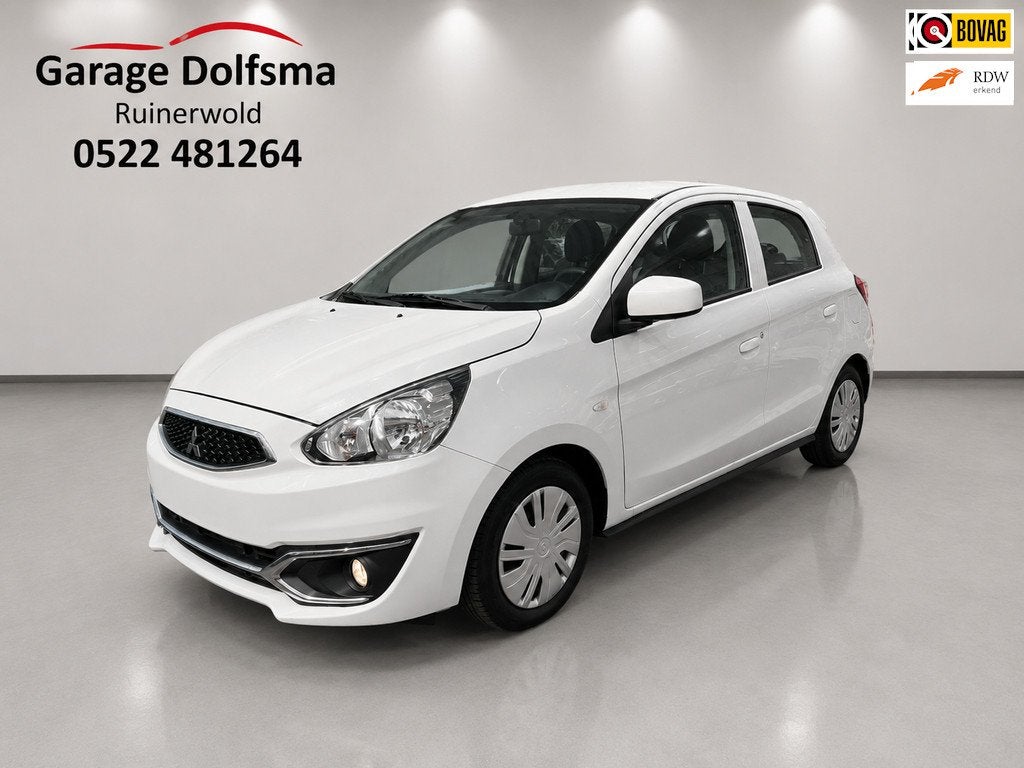 Mitsubishi Space Star 1.0 Cool+-Airco-NL auto-lichte schade, Auto's, Mitsubishi, Voorwielaandrijving, Stof, Gebruikt, Wit