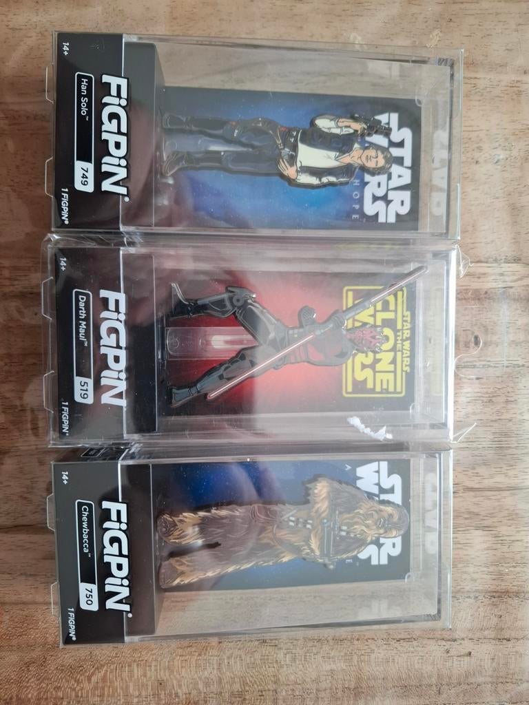 Star Wars FiGPiN: Han Solo, Darth Maul, Chewbacca (3 stuks), Ophalen of Verzenden, Nieuw, Actiefiguurtje