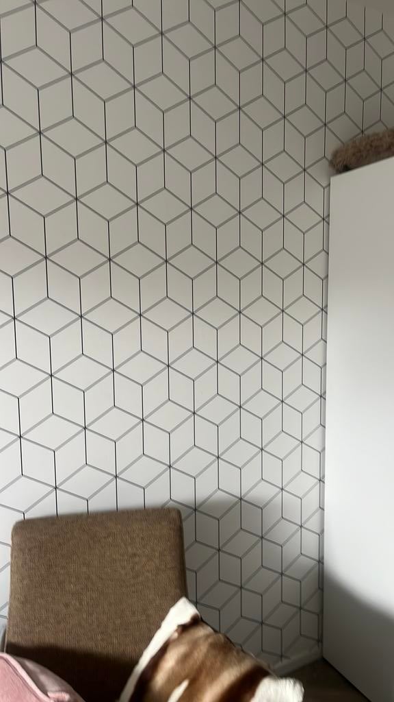 Behang zwart - wit KWAMTUM nieuwe rol, Ophalen of Verzenden, Minder dan 10 m², Wit