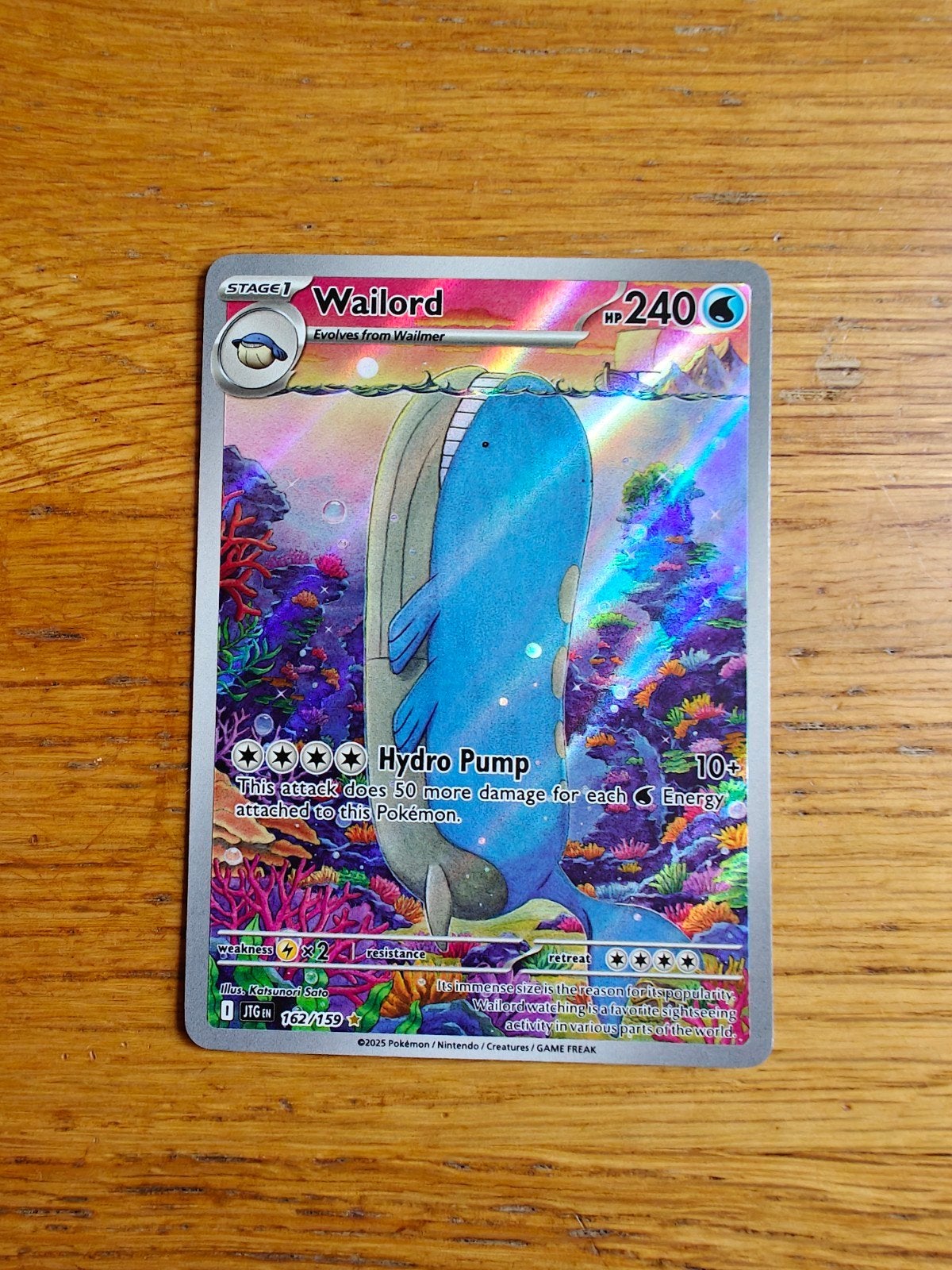 Wailord Pokémon Kaart 162/159 - Full Art Foil, Ophalen of Verzenden, Zo goed als nieuw, Foil