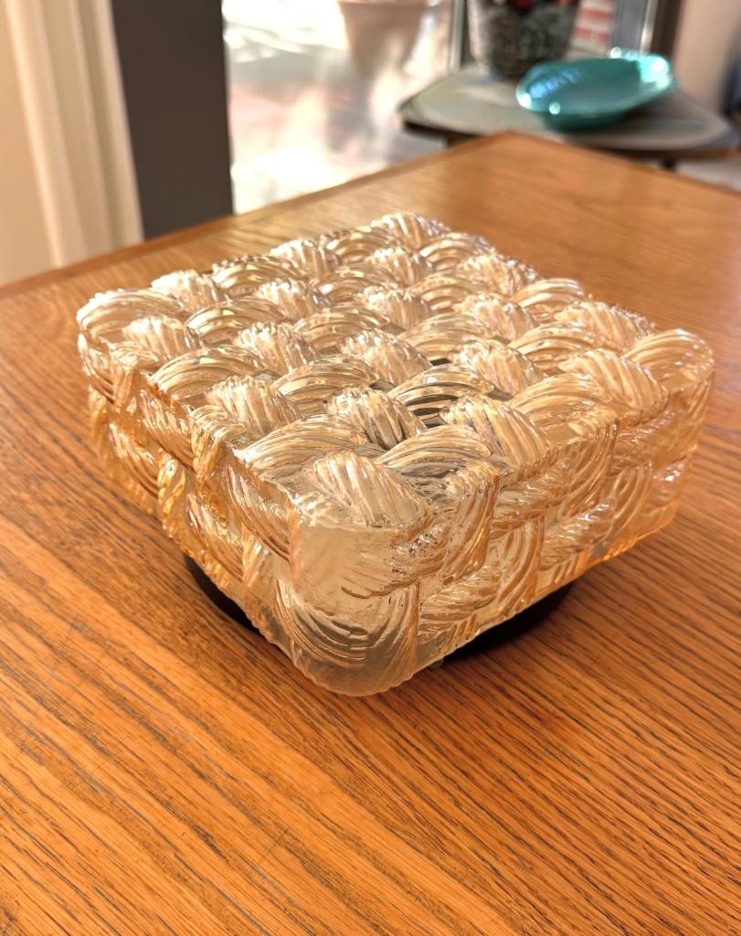 Amberkleurige plafondlamp, Ophalen of Verzenden, Zo goed als nieuw, Glas
