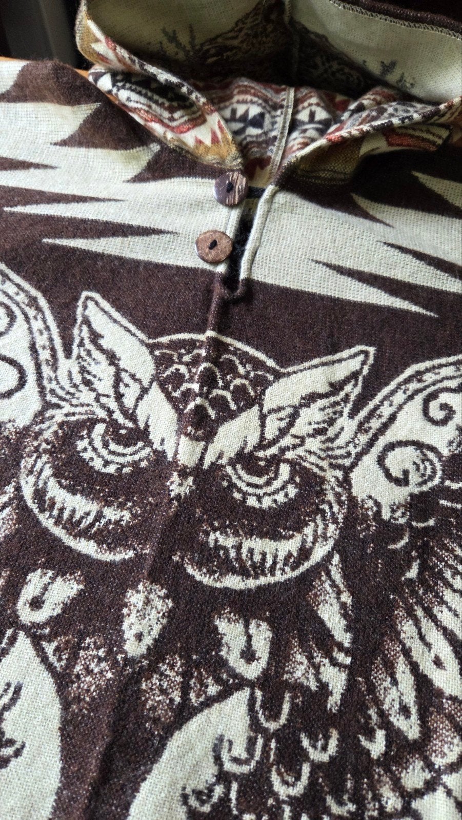 Alpaca poncho met uilenprint - One size (nieuw), Onbekend, Ophalen of Verzenden, Nieuw