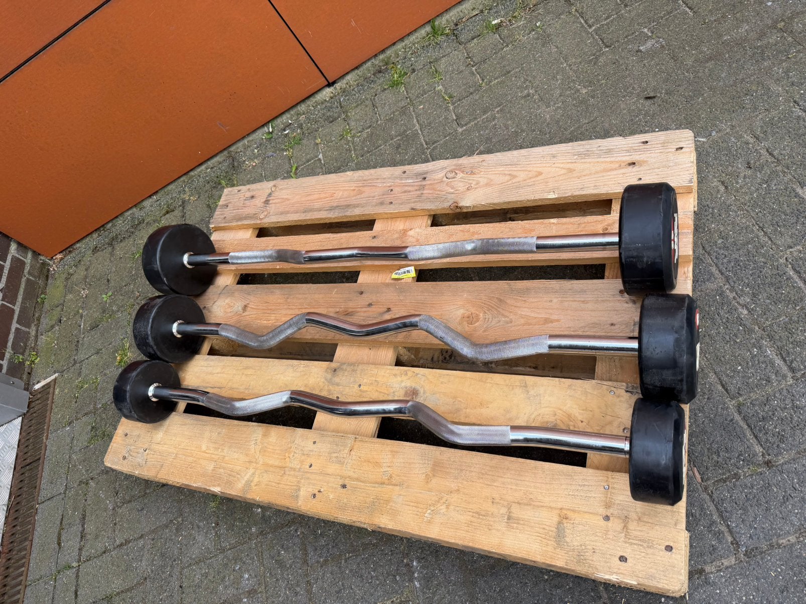 3 Vaste Ezstangen 15kg, 20kg, 25kg, Ophalen, Gebruikt, Halterstangen
