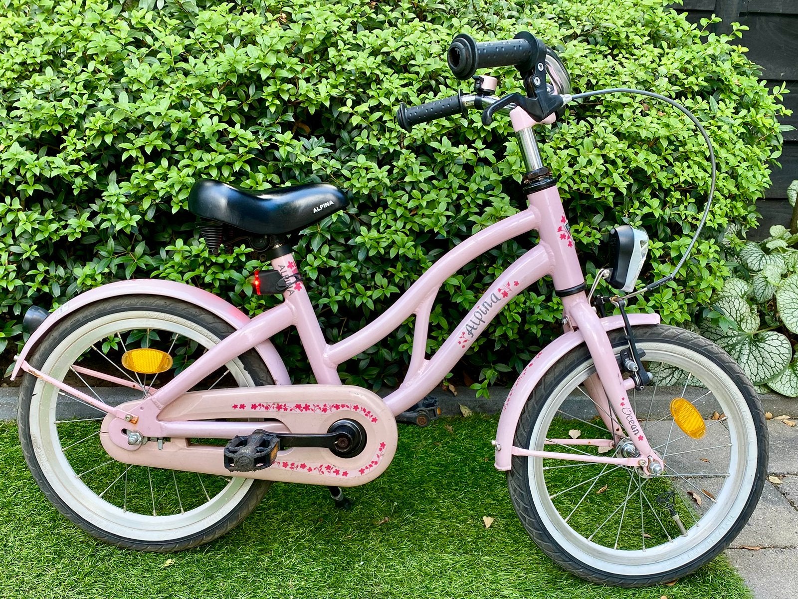 ALPINA Ocean 16 inch kinderfiets - Roze, Ophalen, Gebruikt, Terugtraprem, 16 tot 20 inch
