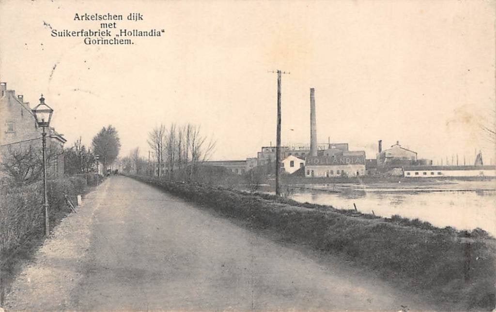 Gorinchem Suikerfabriek Hollandia Arkelschen dijk 1914, Ophalen of Verzenden, Voor 1920, Gelopen, Zuid-Holland