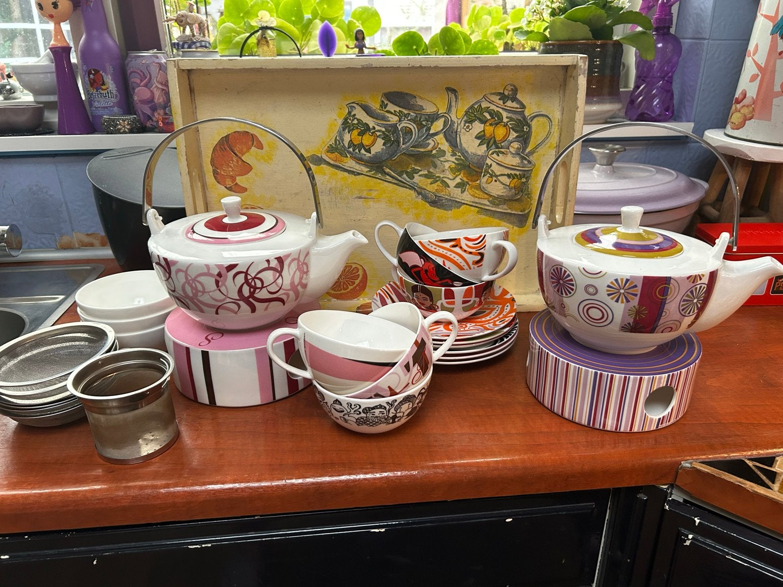 Ritzenhoff Theeservies - 2 potten, 6 kopjes, theelichten, Ophalen, Overige merken, Zo goed als nieuw, Modern