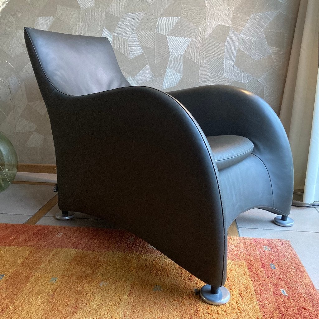 donkerbruine leren fauteuil Montis loge, Ophalen, Modern design van de ontwerper Gerard van den Berg, 100 tot 125 cm, Leer