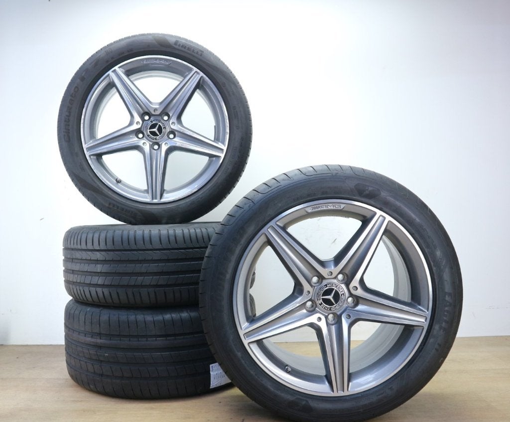 18 inch Mercedes E-klasse AMG velgen + zomerbanden origineel, 18 inch, Banden en Velgen, Nvt, Personenwagen