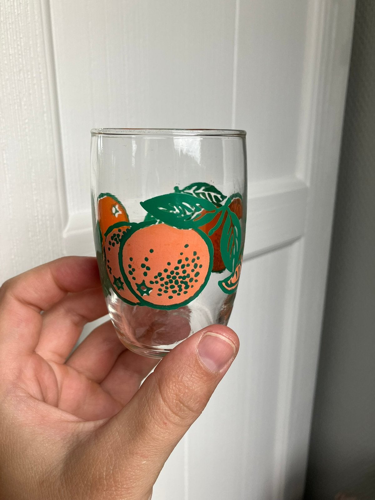 Drinkglas vintage brocante sinaasappel glas sapglas, Verzamelen, Glas en Borrelglaasjes, Ophalen of Verzenden, Zo goed als nieuw