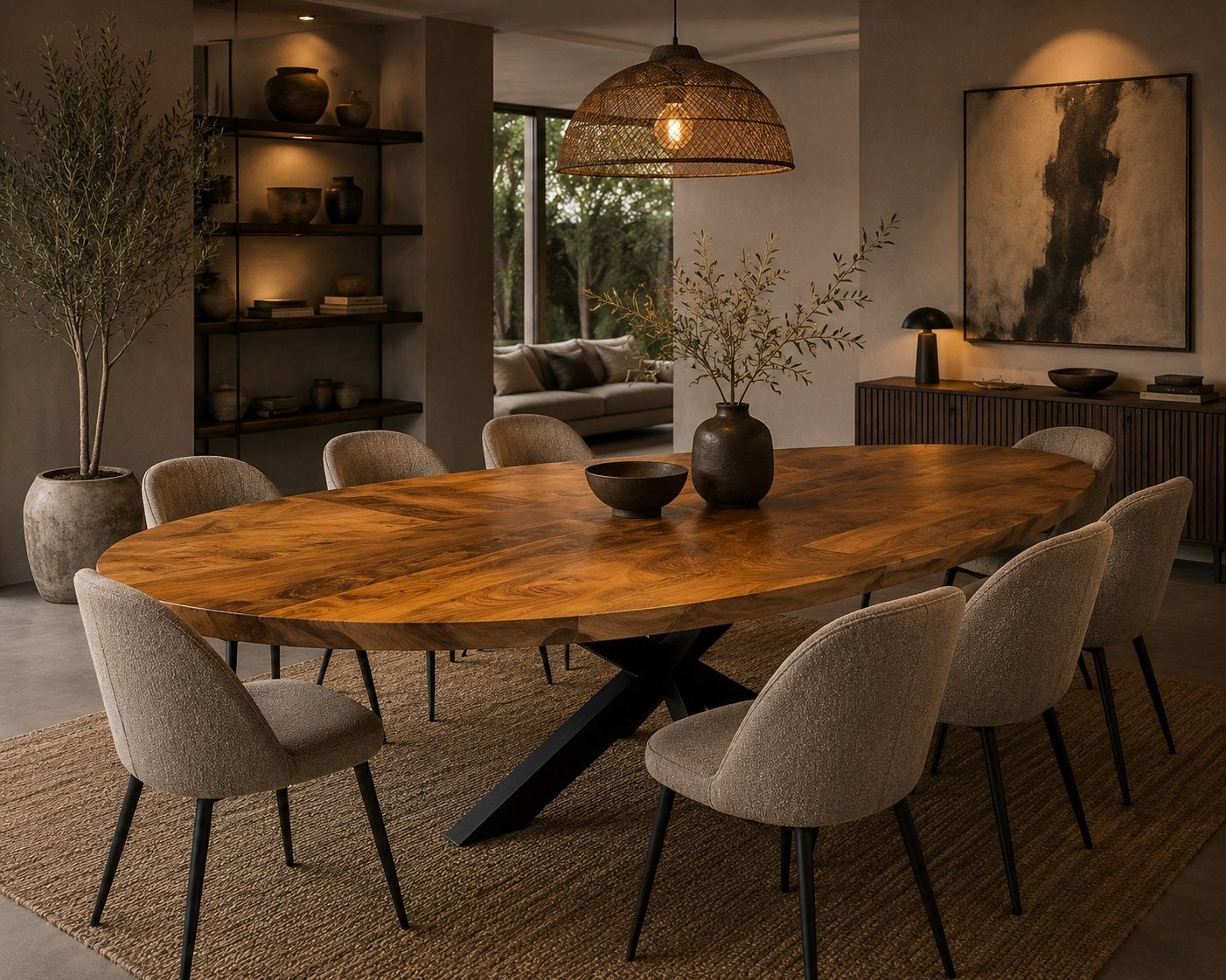 Organische eettafel 280cm mangohout showmodel, Ophalen, Industrieweg 25, 100 tot 150 cm, Rj
