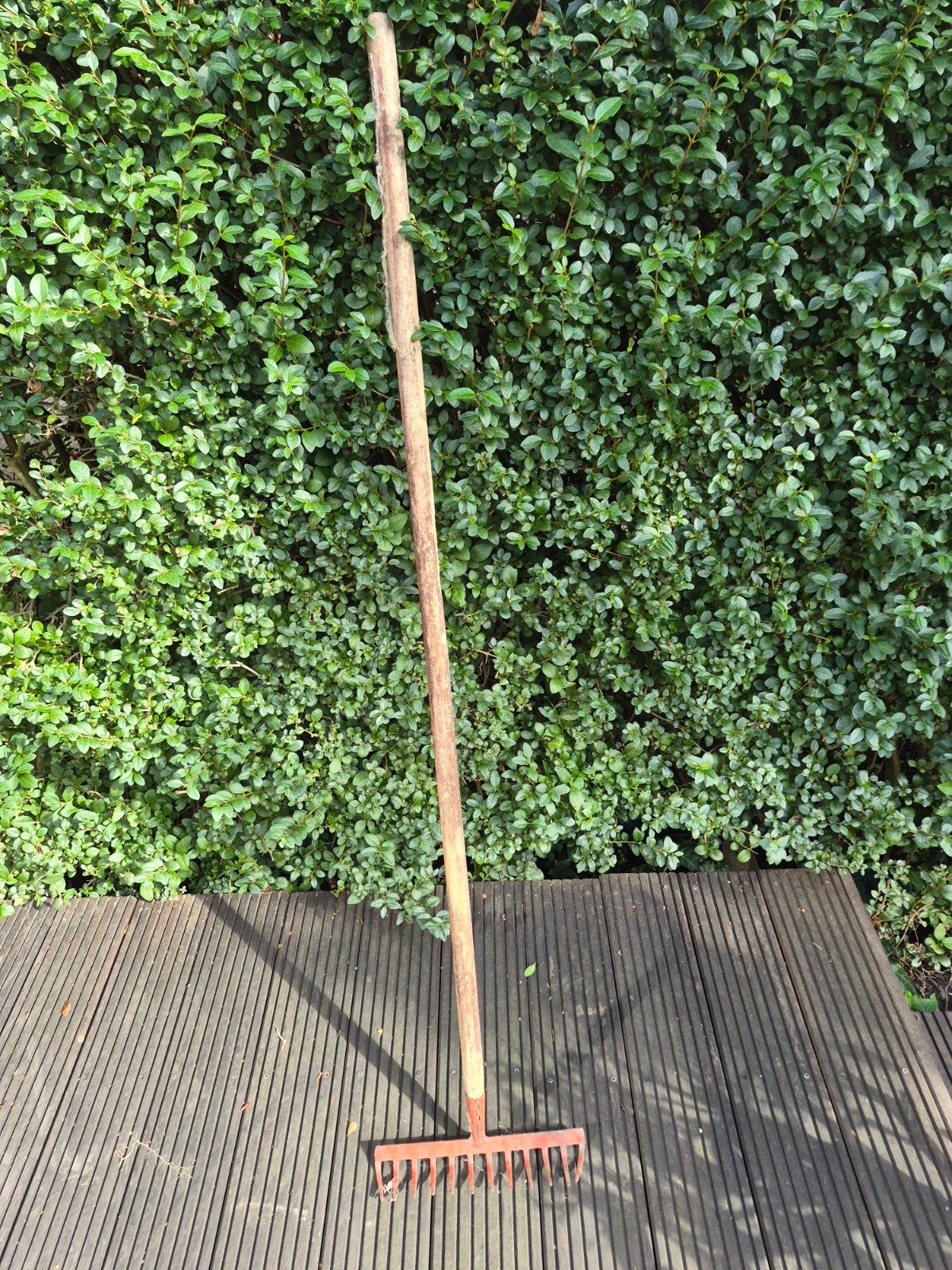 Stevige hark met houten steel voor tuinwerk, Ophalen, Gebruikt, Hark, Onbekend