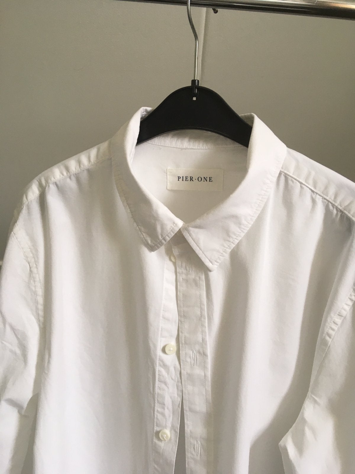 Witte overhemd maat M, Wit, Pier One, Zo goed als nieuw, Halswijdte 39/40 (M)