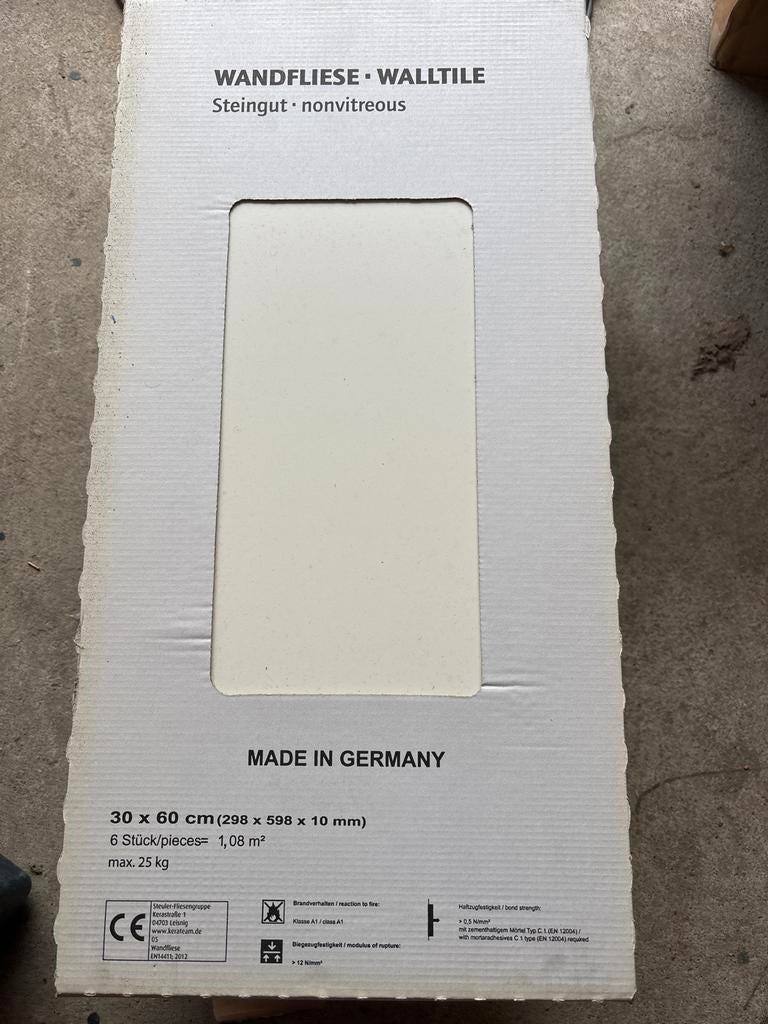 Wandtegels 30x60 cm wit, Ophalen, 40 tot 60 cm, Nieuw, Minder dan 5 m²