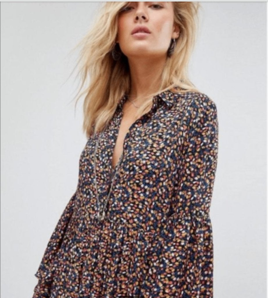 mooie maxi jurk Free People floral bohemian mt S/XS, Free People, Zo goed als nieuw, Maat 34 (XS) of kleiner, Onder de knie