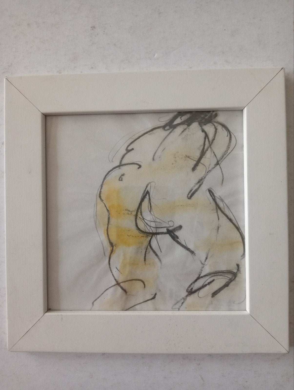 Naakt aquarel met houtskool, Ophalen of Verzenden