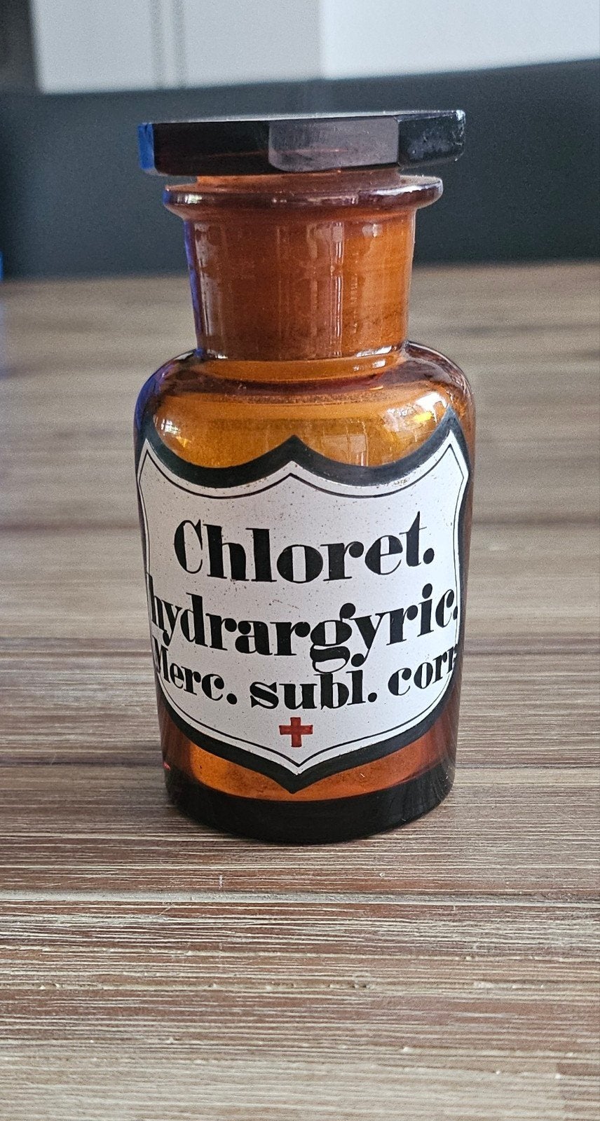 Antieke Apothekersfles 'Chloret. Hydrargyric.', Ophalen of Verzenden