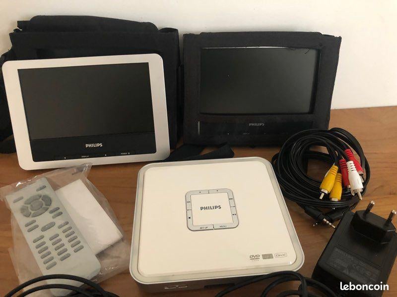 Philips Draagbare DVD Speler (PET 712) incl. 2x schermen, Ophalen of Verzenden, Zo goed als nieuw, Dvd-speler, Philips