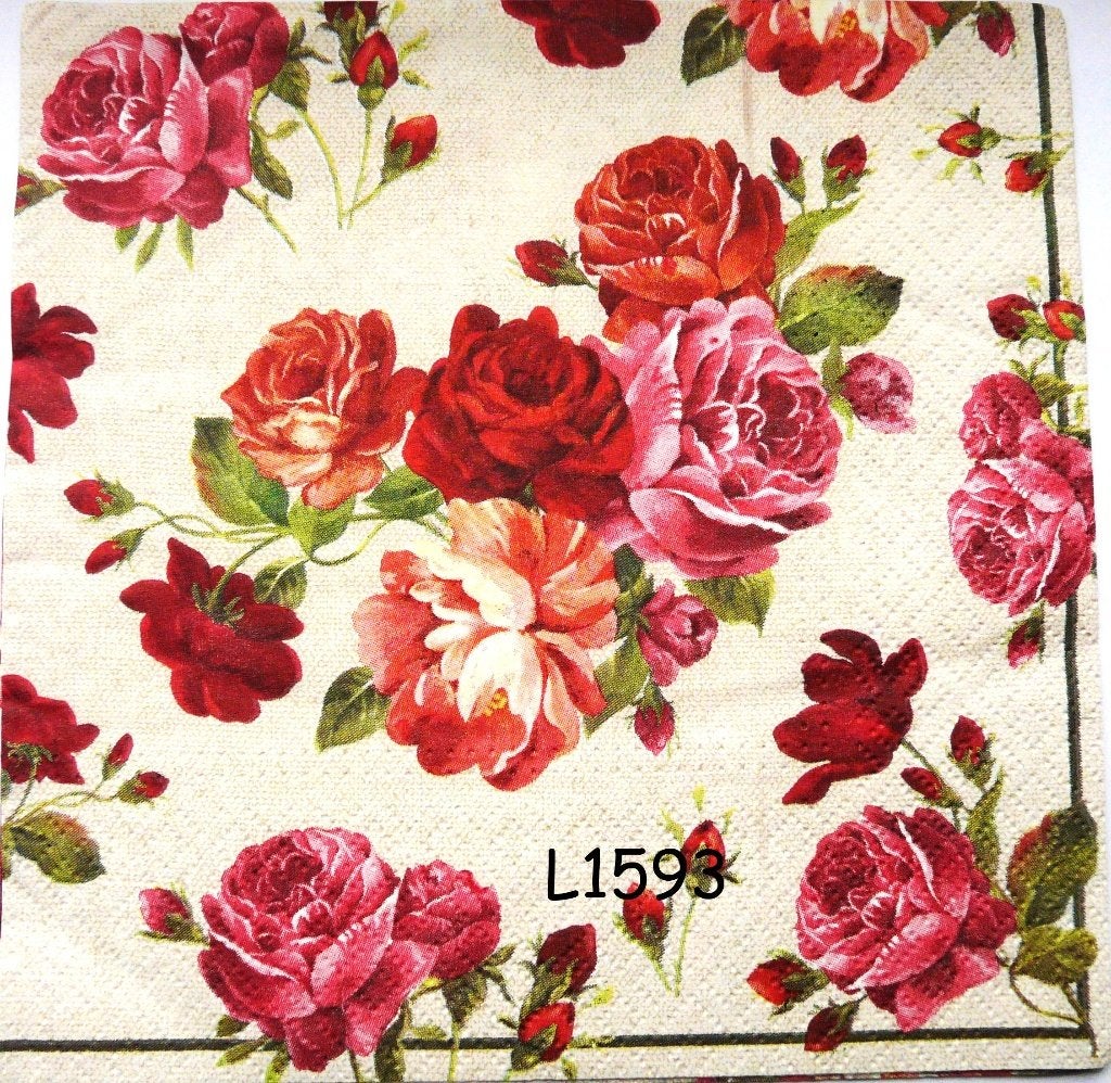 Servetten decoupage/bullet journal - rozen L1593, Verzenden, Nieuw