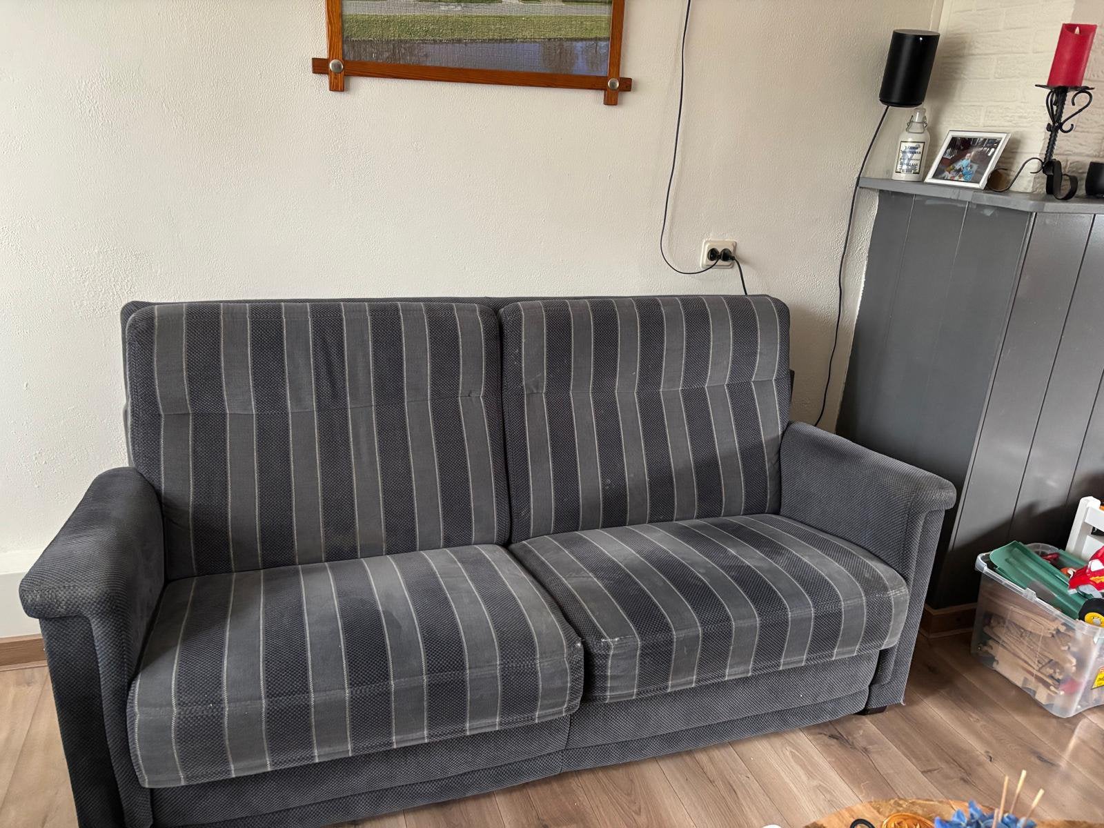 Bankstel en twee stoelen, Huis en Inrichting, Banken | Bankstellen, Ophalen, Gebruikt, 75 tot 100 cm, Rechte bank